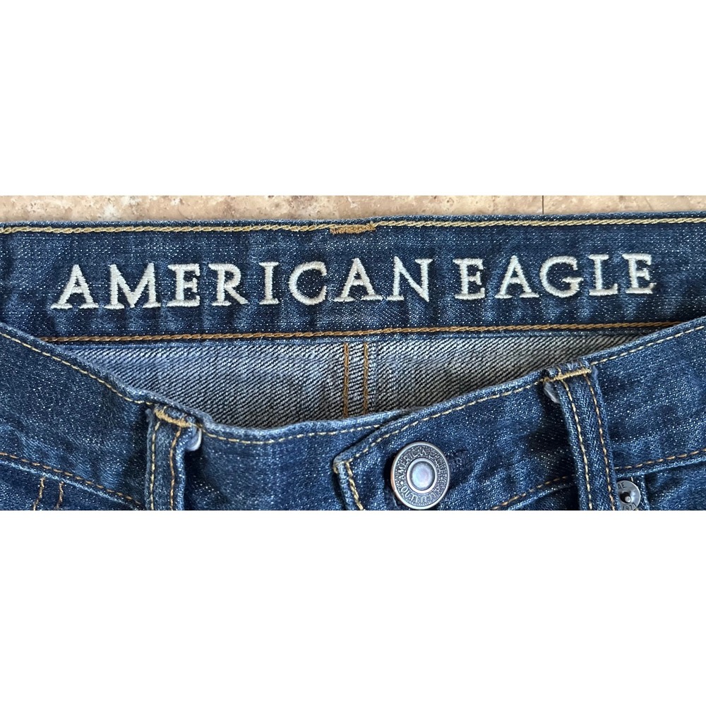 American Eagle Relaxed Fit Jeans Mens 34x31 Dark Wash Blue Denim Classic - Picture 5 of 12